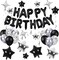 56PCS Black & Silver Happy Birthday Balloon Set – 14" Happy Birthday Banner, Star Balloons, Latex & Confetti Balloons for Boys, Girls, Men & Women Birthday Party Decorations (Black)